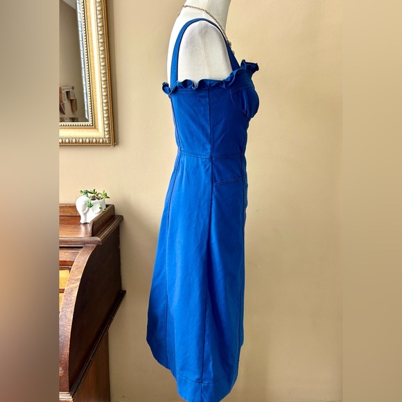 Sea New York Royal Blue Ruffle Corset Bustier Milkmaid Zip Front Midi Dress S - Picture 7 of 15